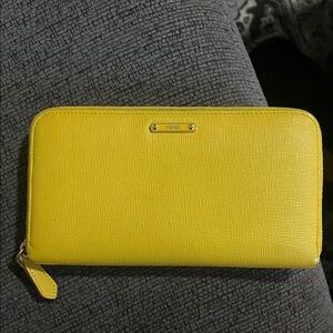 Fendi Vibrant Yellow Zip-Around Long Wallet